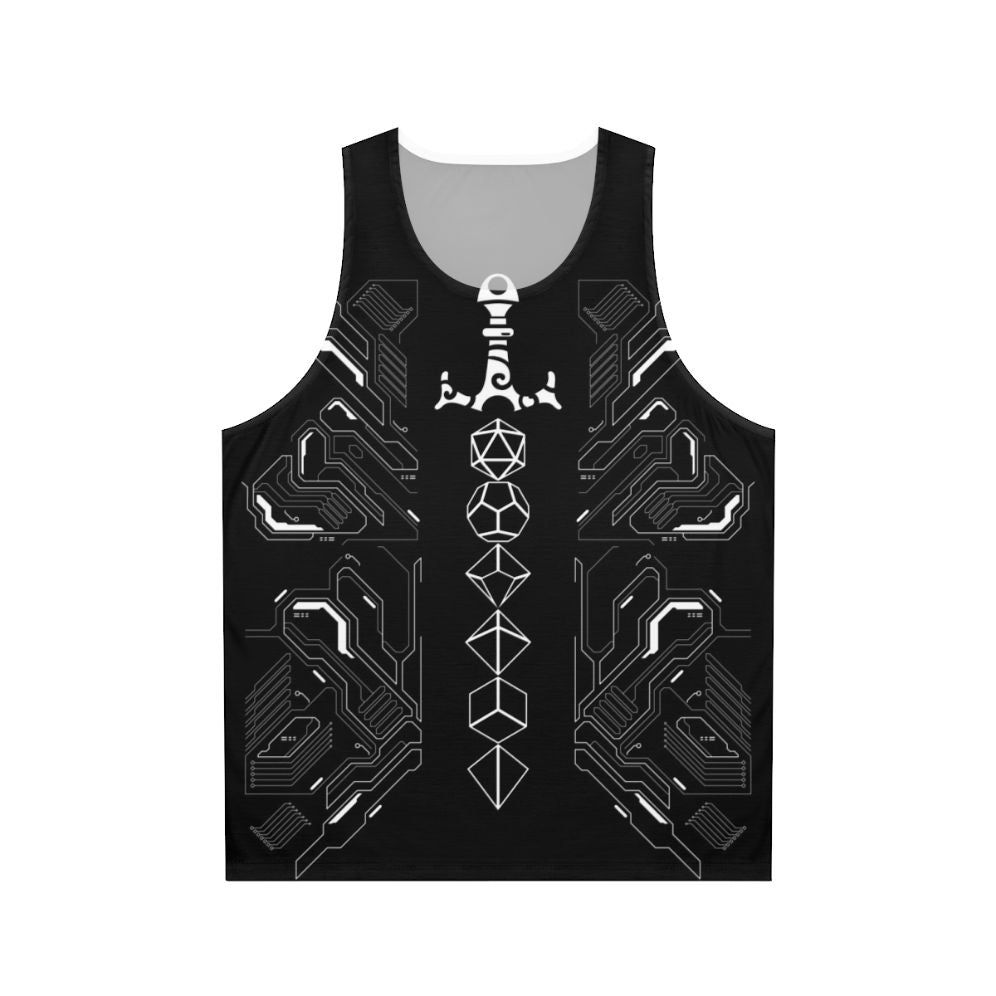 Futuristic polyhedral dice unisex tank top