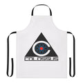 A stylish and futuristic apron featuring retro sci-fi and dystopian AI/tech inspired graphics.