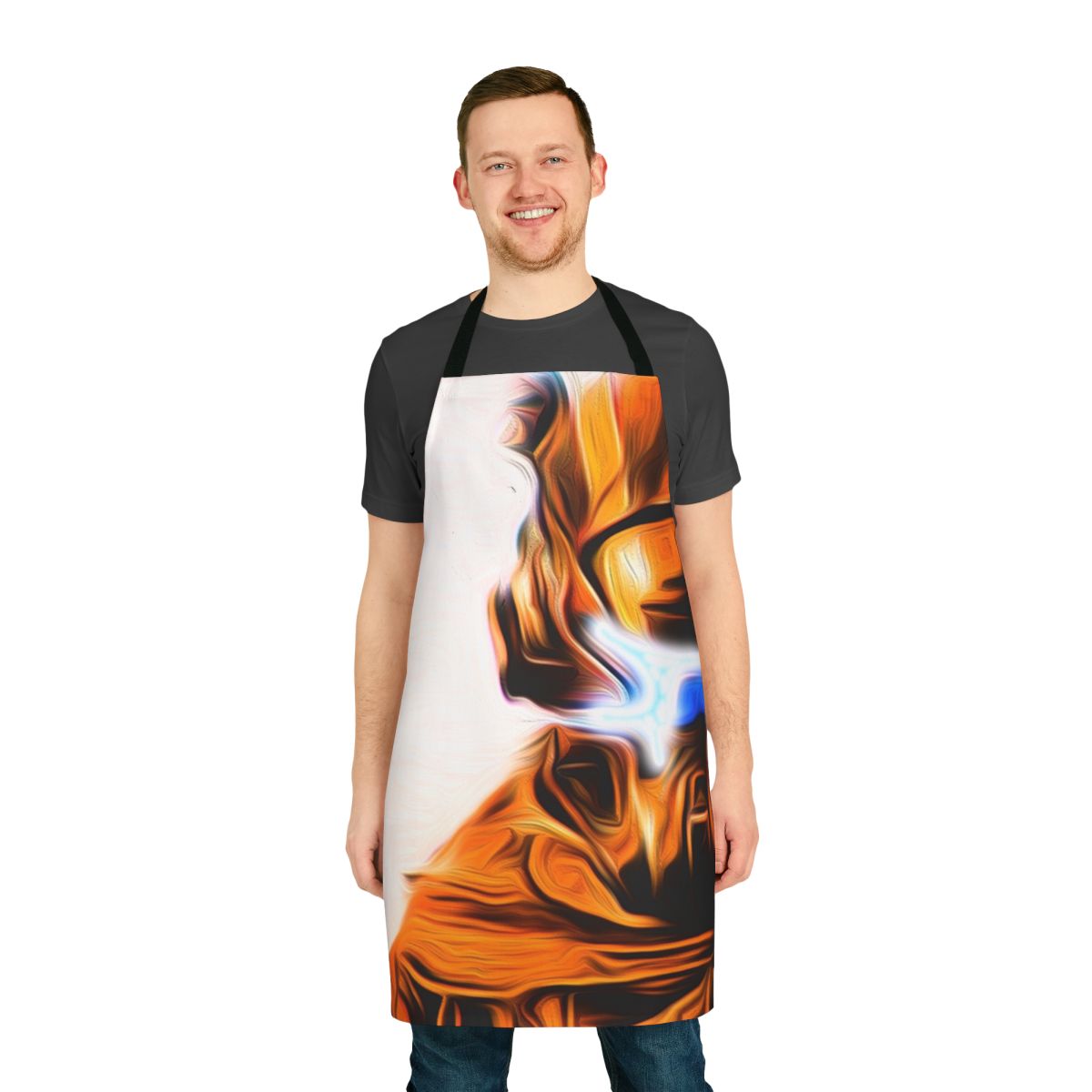 Futuristic sci-fi inspired apron featuring oil painting-style artwork
