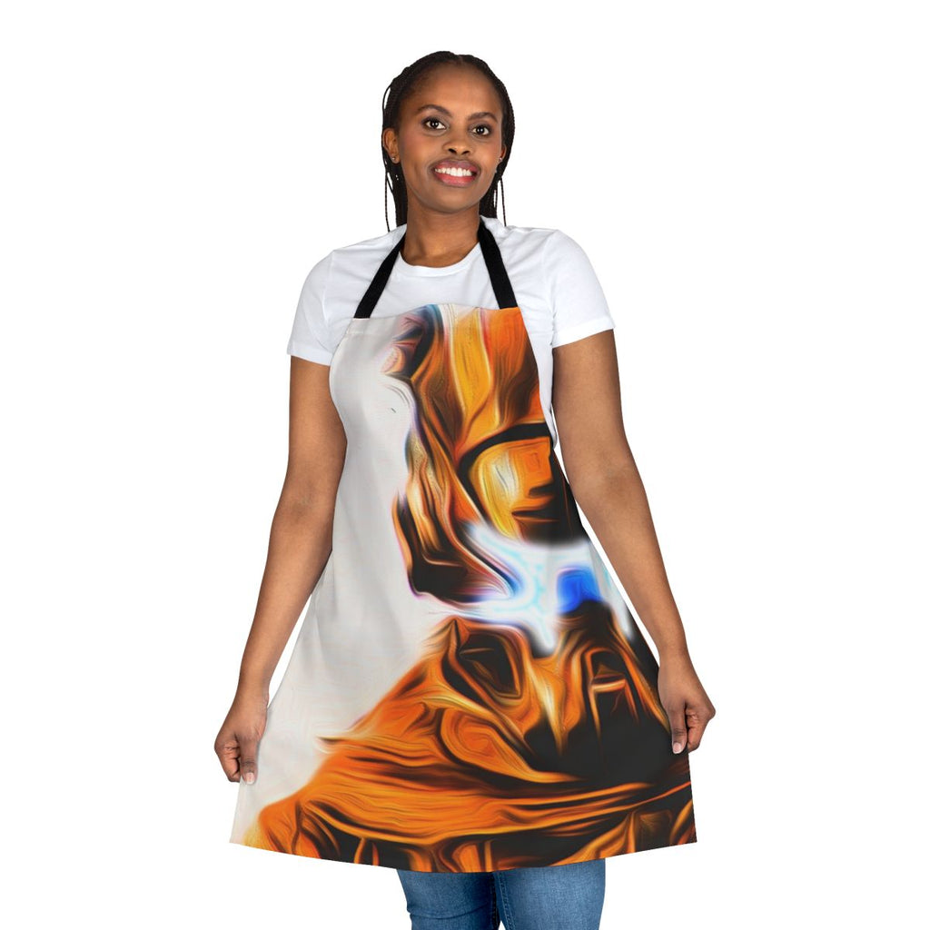 Futuristic sci-fi inspired apron featuring oil painting-style artwork