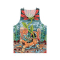 Futuristic unisex tank top with an astronaut and nature-inspired design