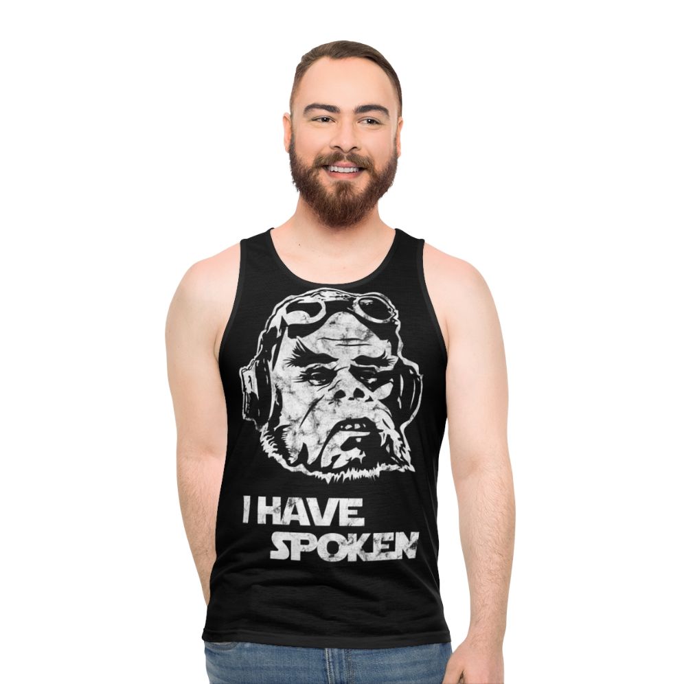 Unisex tank top with futuristic space and mandalorian inspired design