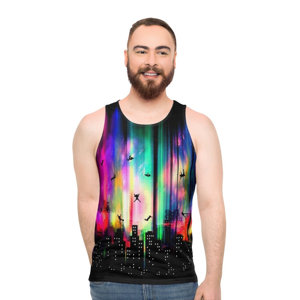 Unisex tank top with a futuristic graphic design