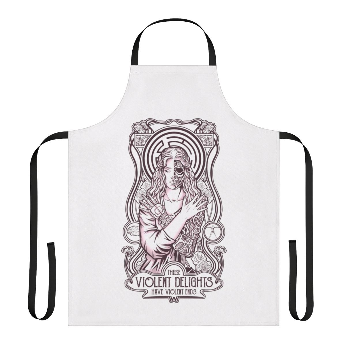 Futuristic apron featuring Dolores Abernathy, the android protagonist from the sci-fi TV series Westworld