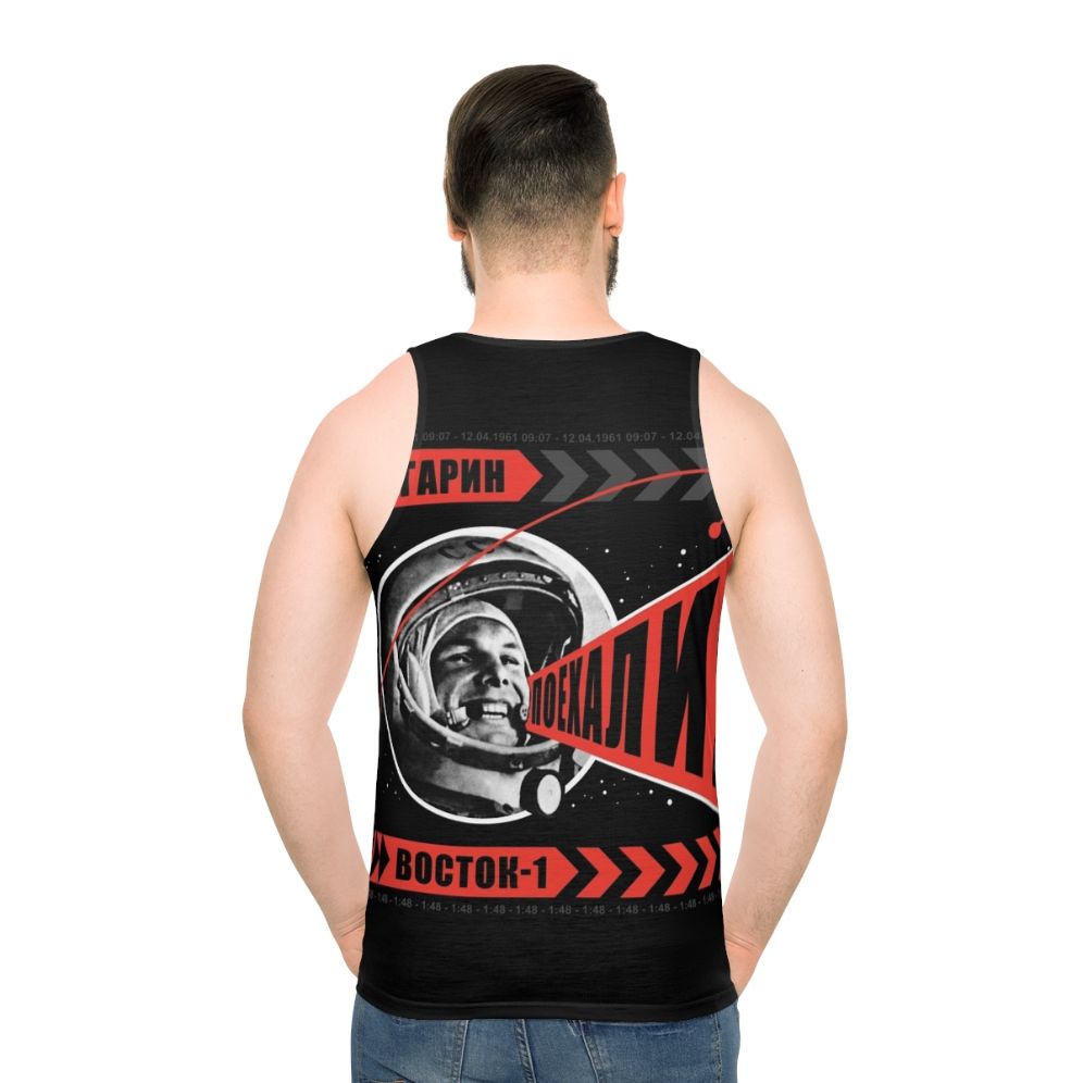 Gagarin Poyekhali Unisex Tank Top with space exploration design