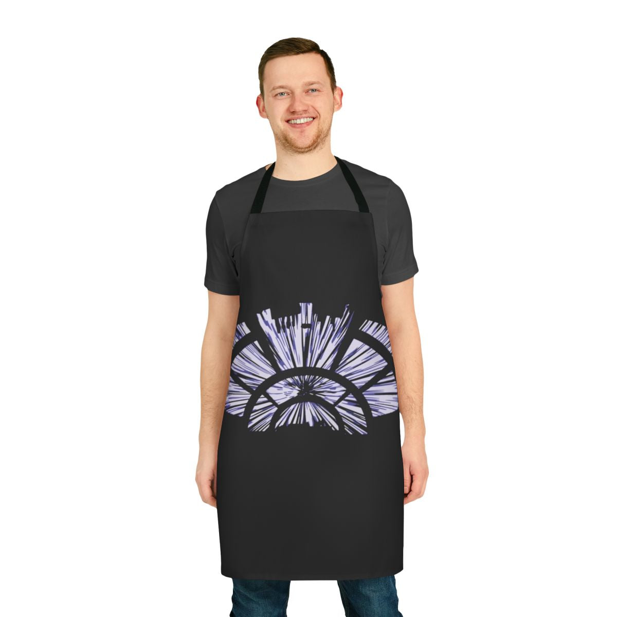 "Stylish apron featuring the iconic Millennium Falcon from the Star Wars universe"