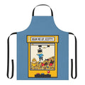A red apron with a "Beam Me Up Scotty" design, perfect for fans of the original Star Trek series.