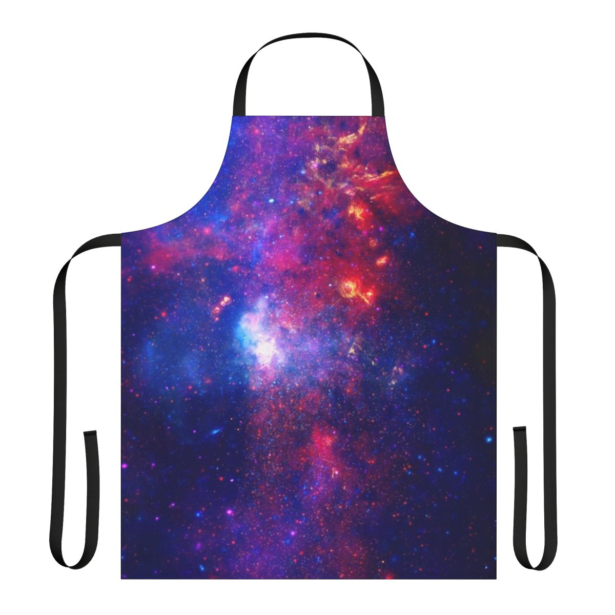 Galactic Composite Apron featuring a stunning cosmic design with galaxies, nebulae, and stars.