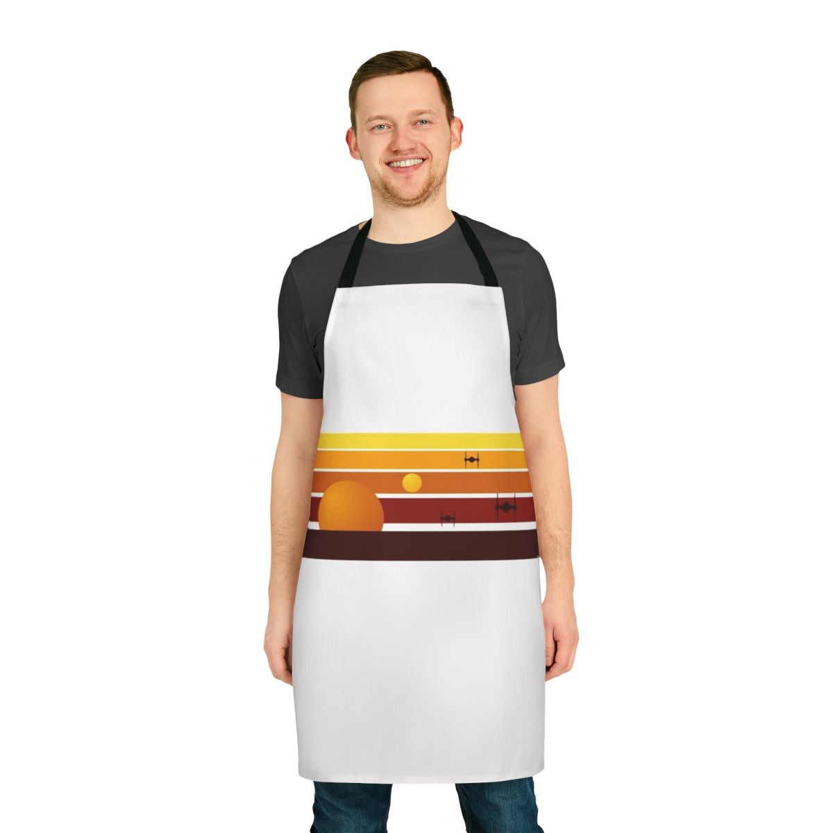 Tatooine-themed apron featuring desert planet and star wars imagery