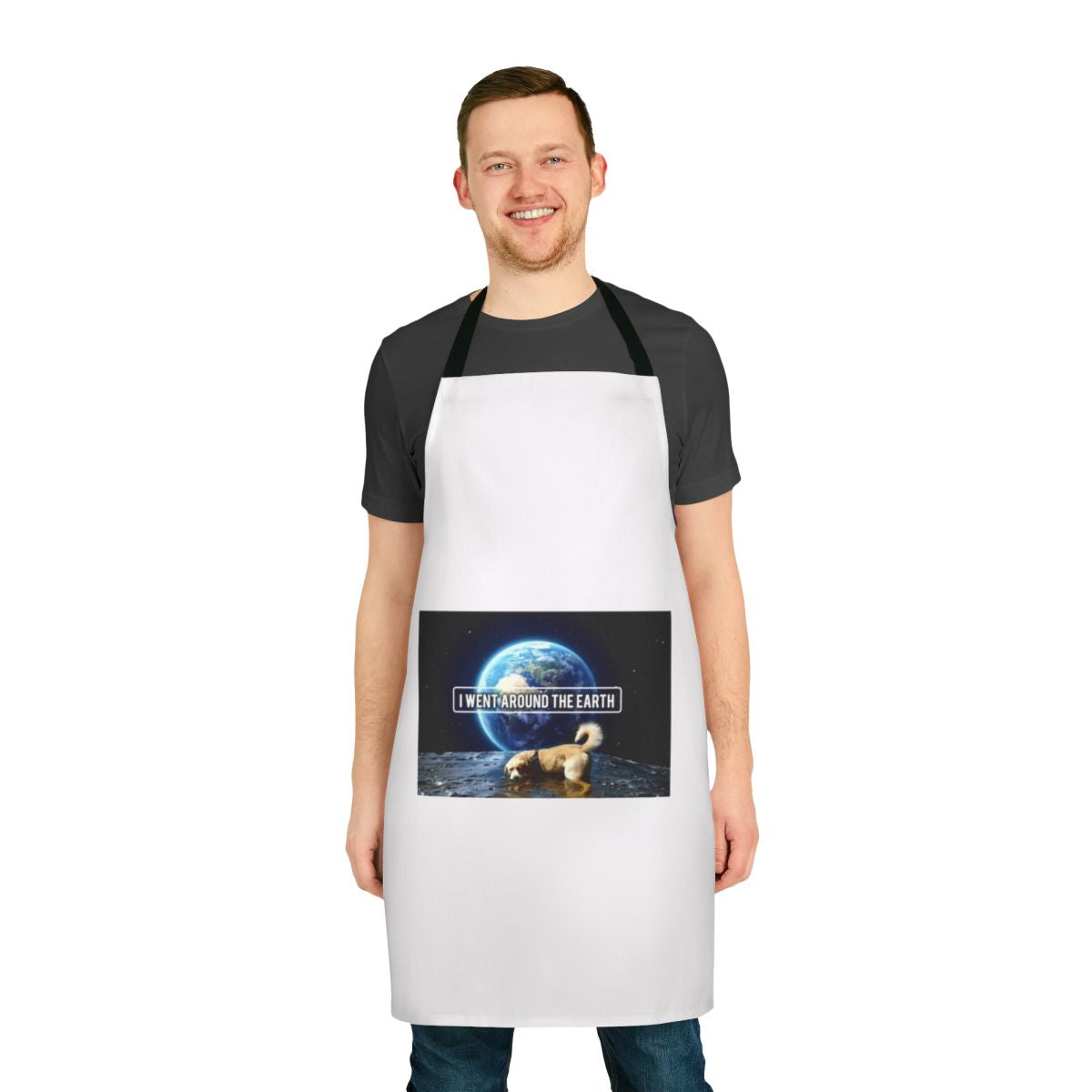 Vibrant galactic-themed dog apron with stylized dog design