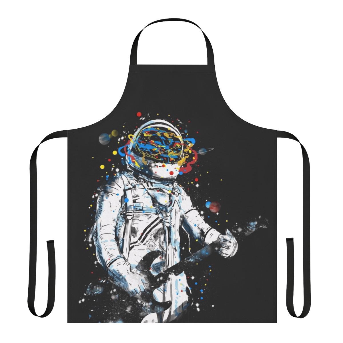 Stylish space-themed guitar apron for cooking and entertaining