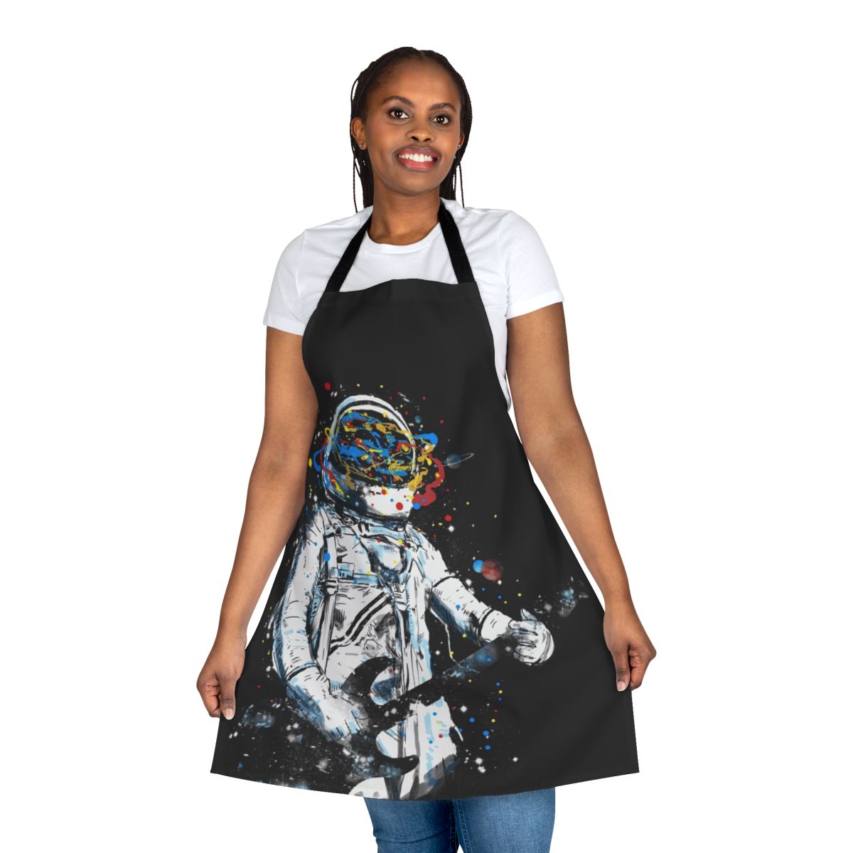 Stylish space-themed guitar apron for cooking and entertaining