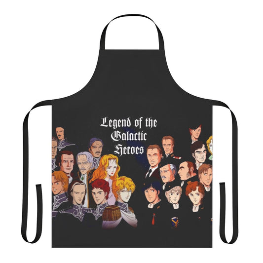 Galactic Heroes inspired apron featuring characters and imagery from the epic sci-fi anime series Legend of the Galactic Heroes