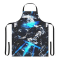 Abstract white noise pattern inspired by the Dead Space video game franchise, featuring the character Isaac on a kitchen apron.