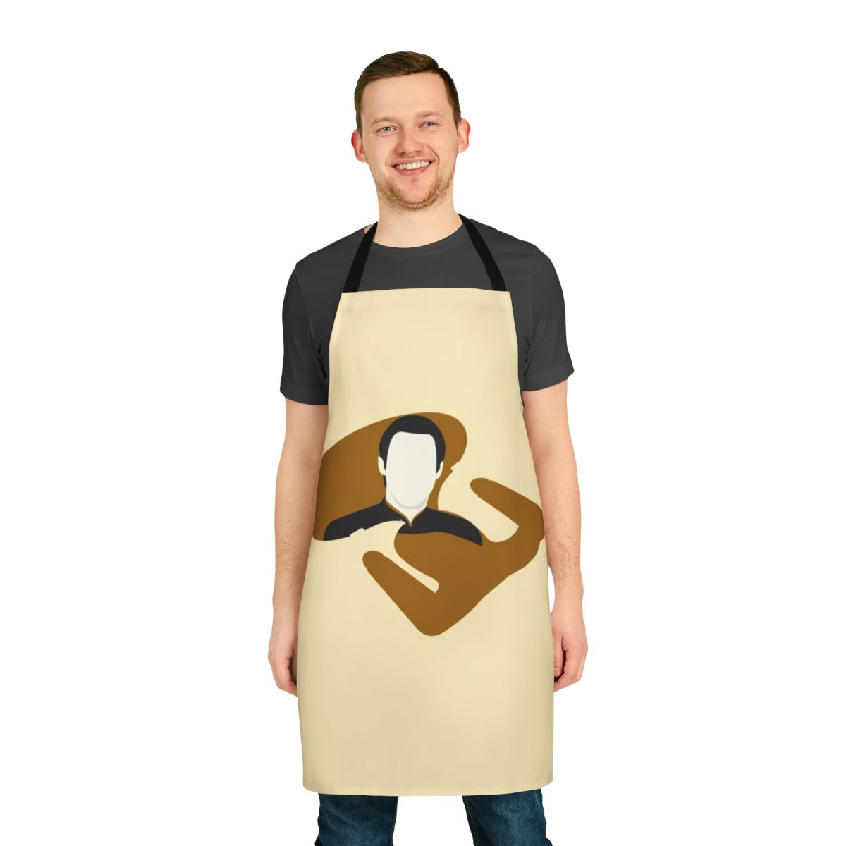 An android-themed apron for Star Trek fans, featuring futuristic technology and artificial intelligence designs.