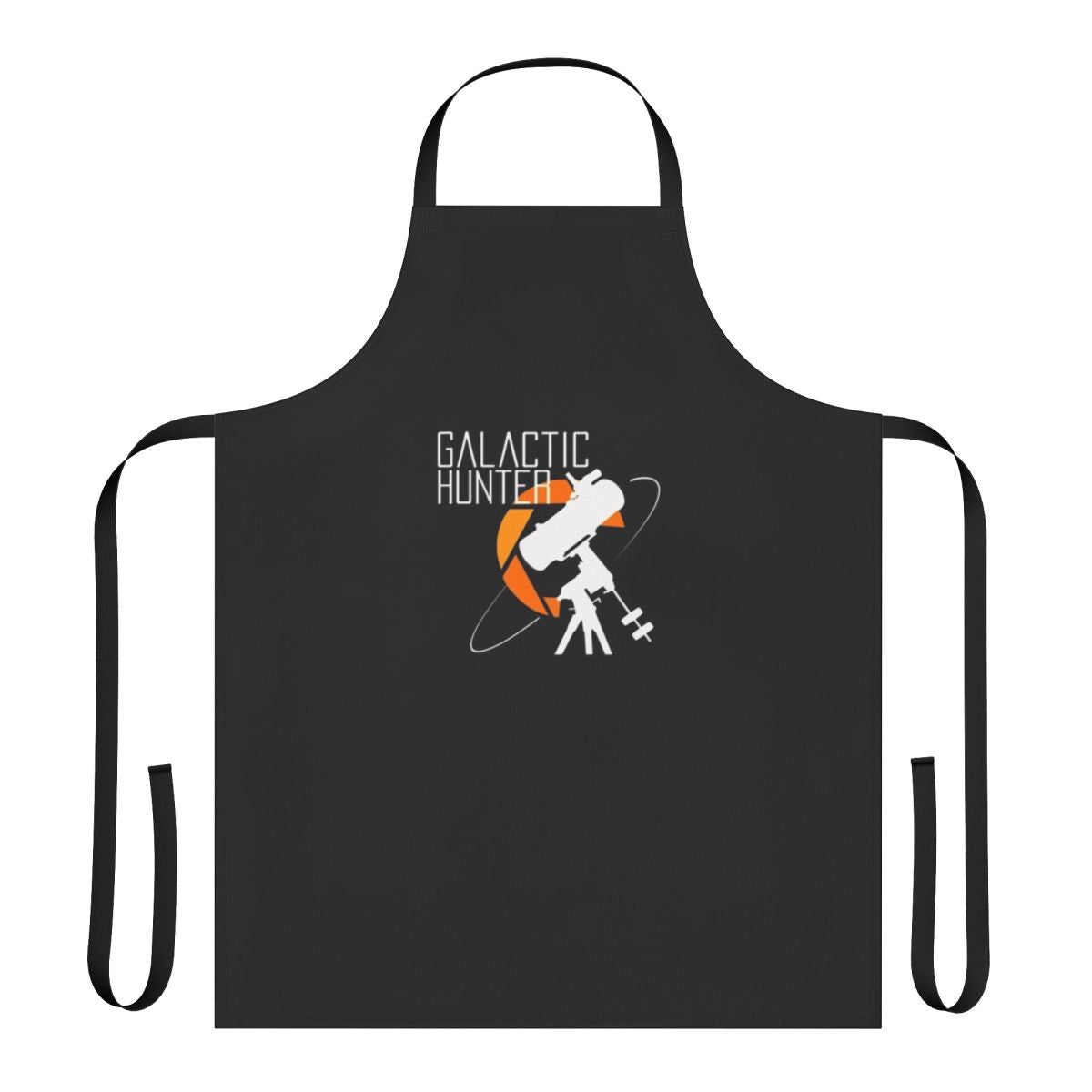 Apron featuring a stylized galactic hunter logo design for space and astronomy enthusiasts.