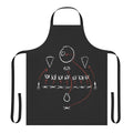 A stylish apron featuring a chalkboard-style diagram of Star Wars and football plays