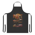 A futuristic apron with a space-themed design featuring planets, stars, and a bioluminescent glow.