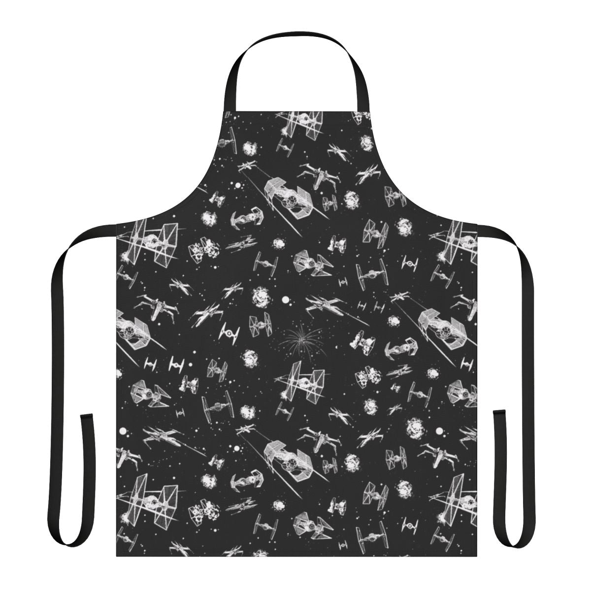 Apron featuring a space ship battle design in a sci-fi style
