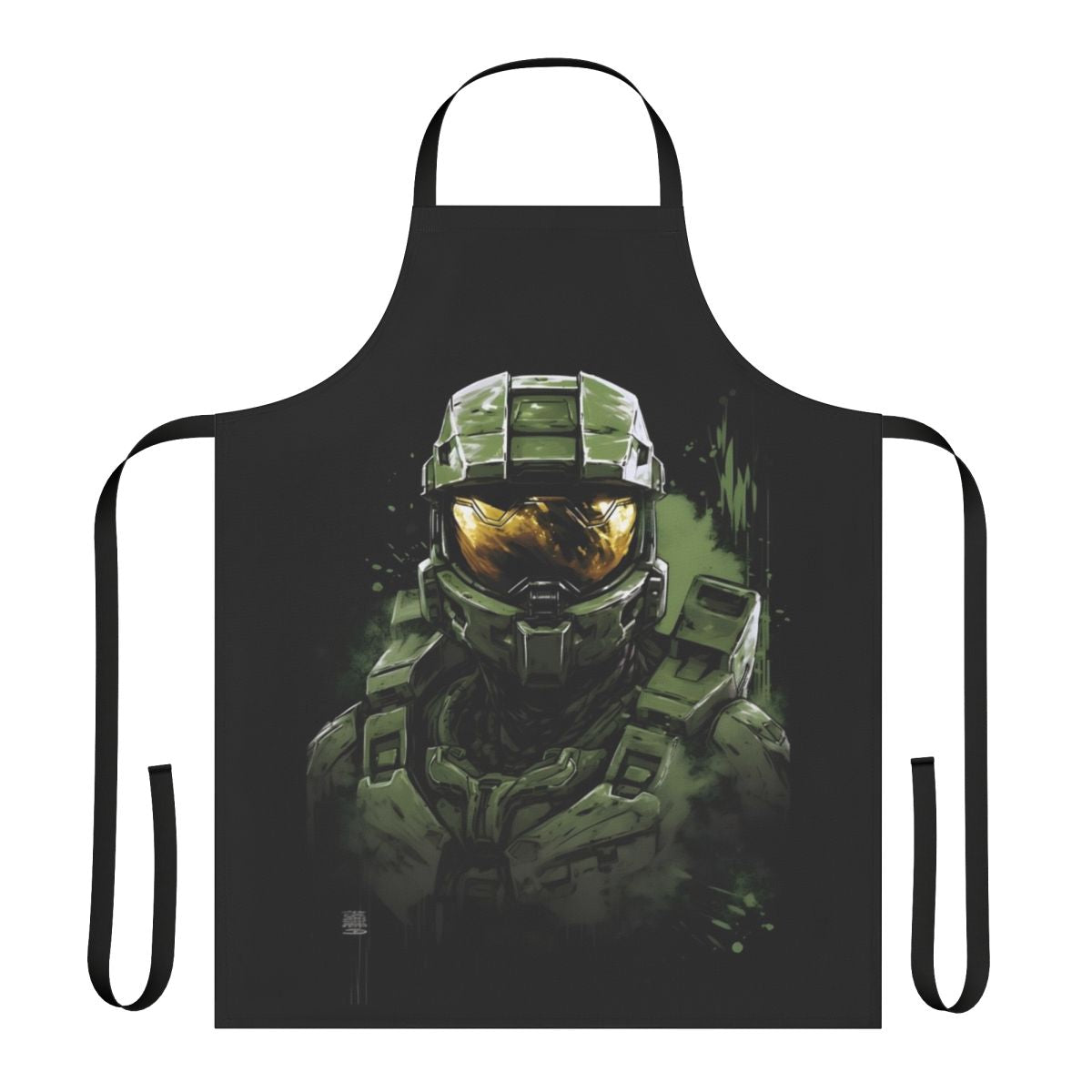 Galactic Spartan Apron - Halo inspired abstract art design featuring the Master Chief