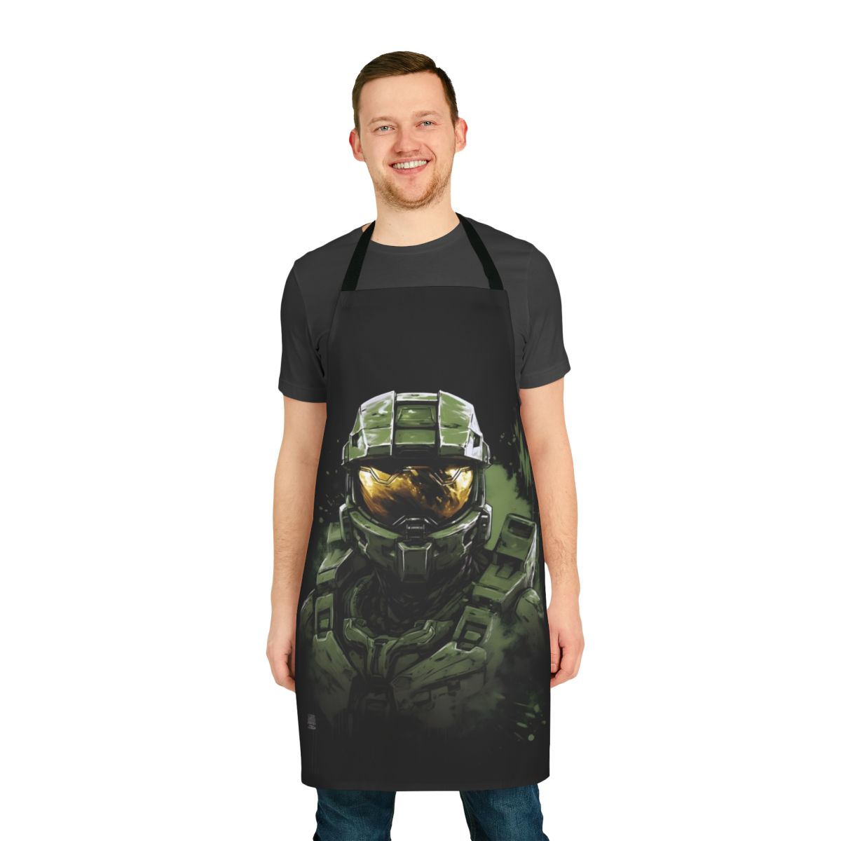 Galactic Spartan Apron - Halo inspired abstract art design featuring the Master Chief