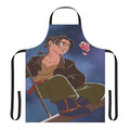Apron featuring a cartoon sci-fi inspired space design with planets, stars, and a treasure chest
