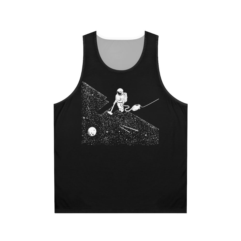 Space-themed unisex tank top featuring a vacuum design