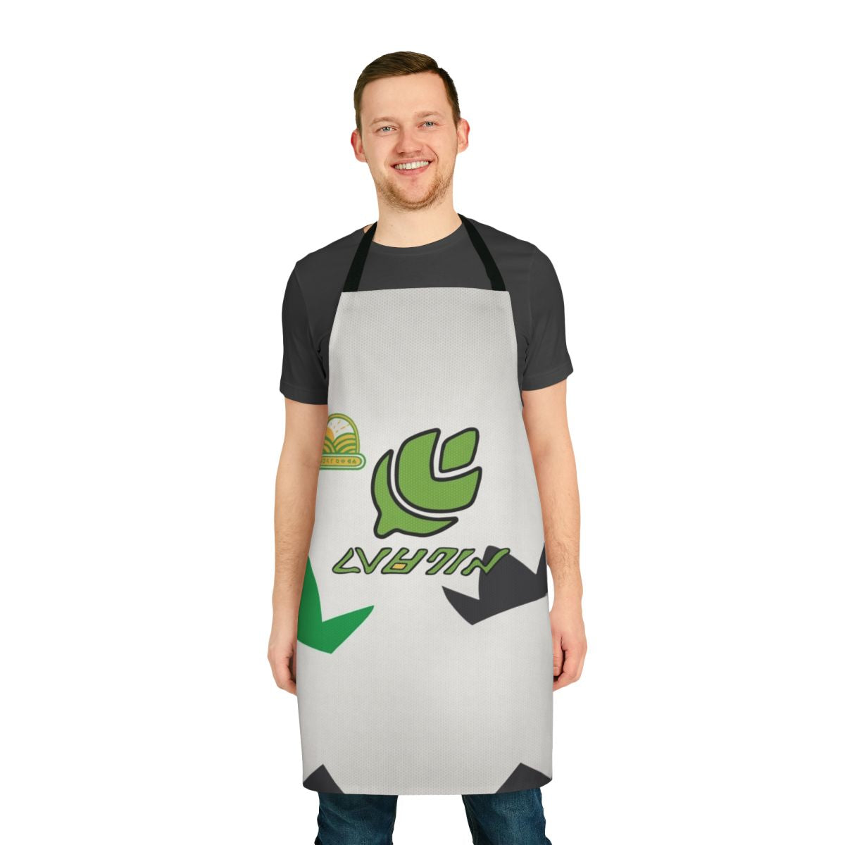 Apron featuring the design of Galar Gym Leader Milo from the Pokemon Sword and Shield games