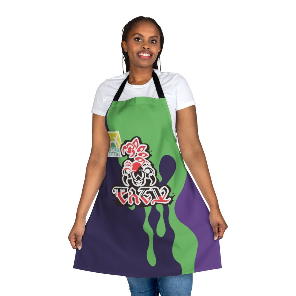 Galar region Pokemon inspired apron with Klara the poison trainer character
