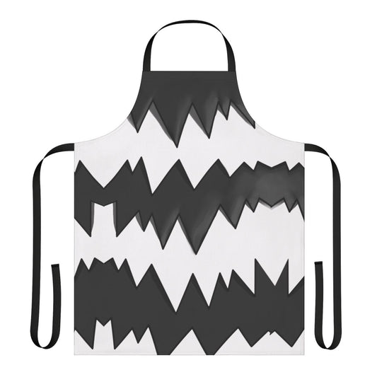 Galarian Zigzagoon pattern apron featuring a black and white punk raccoon design