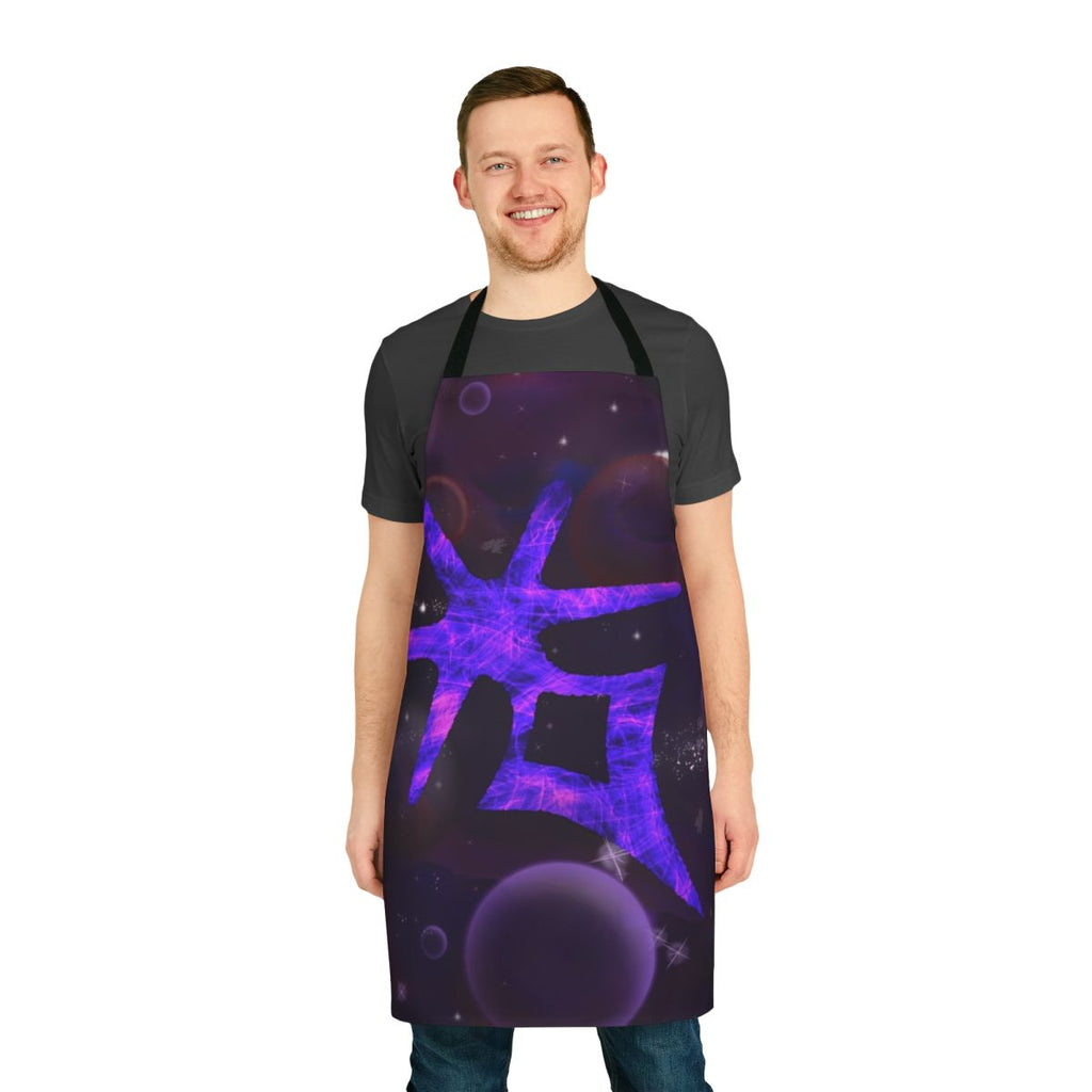 A dark knight-themed apron with a galaxy-inspired design, perfect for FFXIV fans