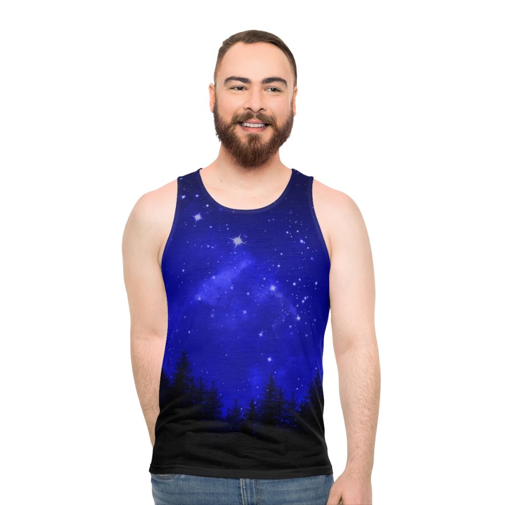Unisex tank top with a galaxy night sky design