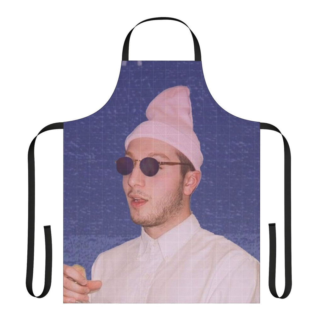 Galaxy print apron with bbno and yung gravy-inspired design
