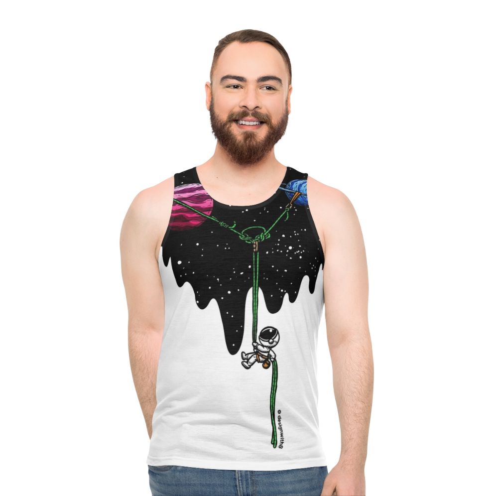Rock Climbing Unisex Tank Top with Galaxy Print