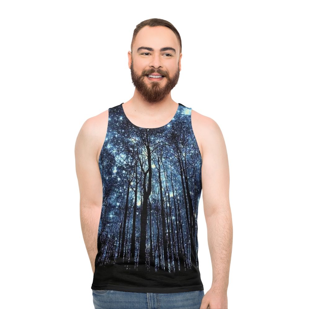Galaxy and stars unisex tank top