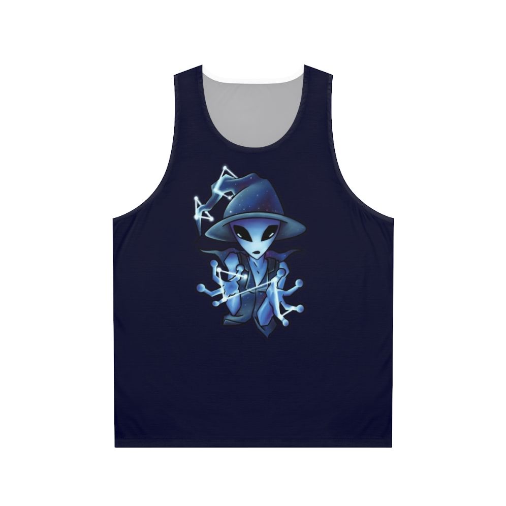 Unisex galaxy witch alien tank top with cosmic space and constellation design
