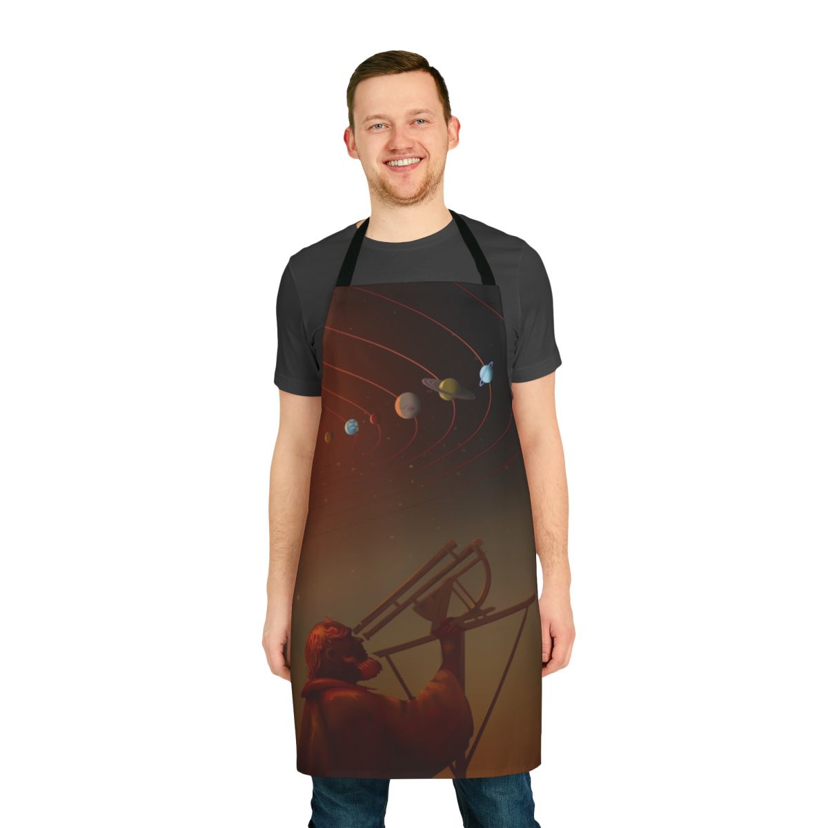Apron featuring an image of Galileo Galilei and text "The 50 Greats"