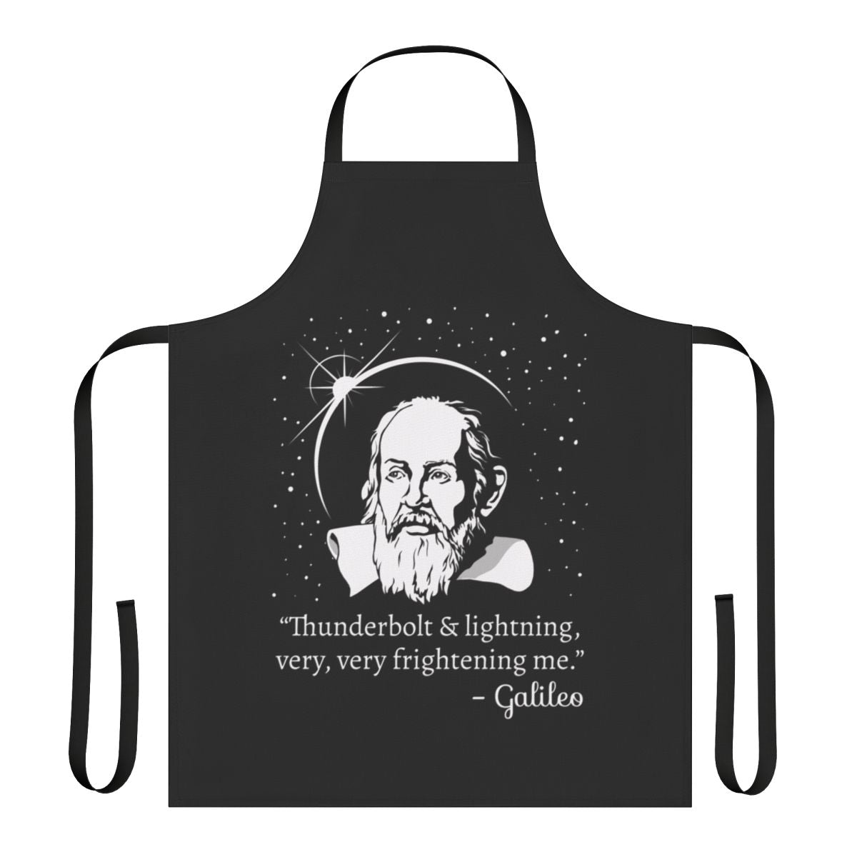 Galileo graphic apron with thunderbolt and lightning vintage retro astronomy design