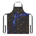 Blue apron with Gallifreyan alphabet and time lord design