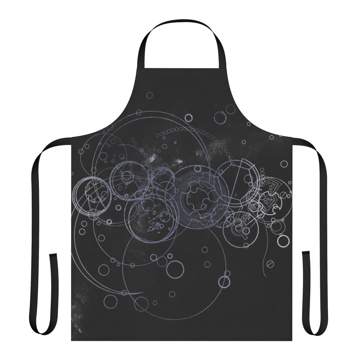 Silver apron with Gallifreyan-inspired time lord pattern