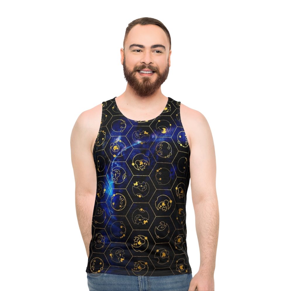 Gallifreyan Time Lord Alphabet Unisex Blue Tank Top