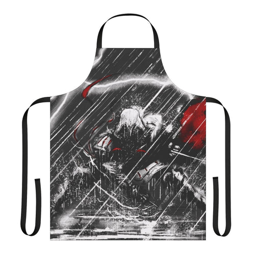 "Stylized Assassin's Creed-inspired apron with lightning and storm graphic"