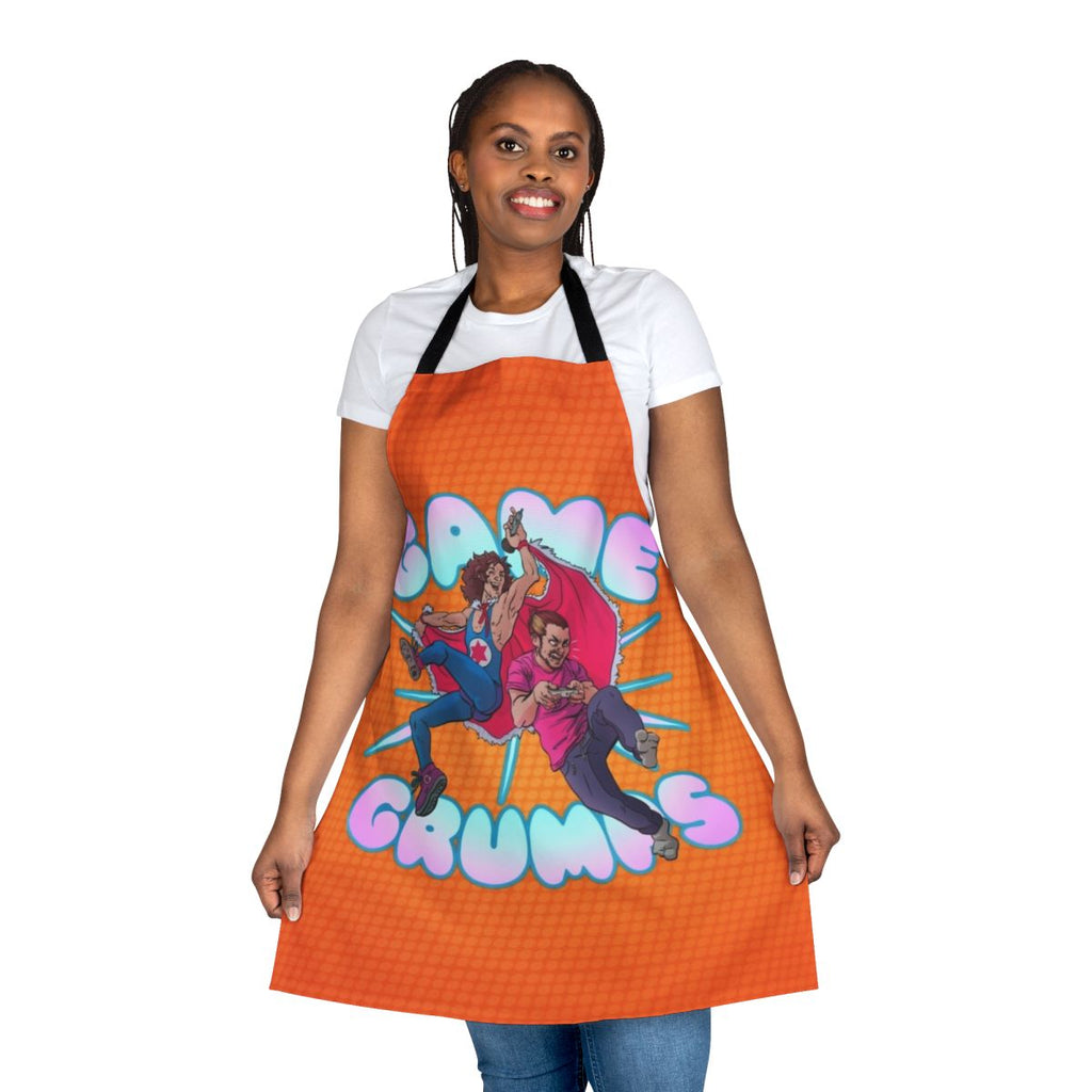 Gamer-inspired kitchen apron featuring the Game Grumps logo and characters