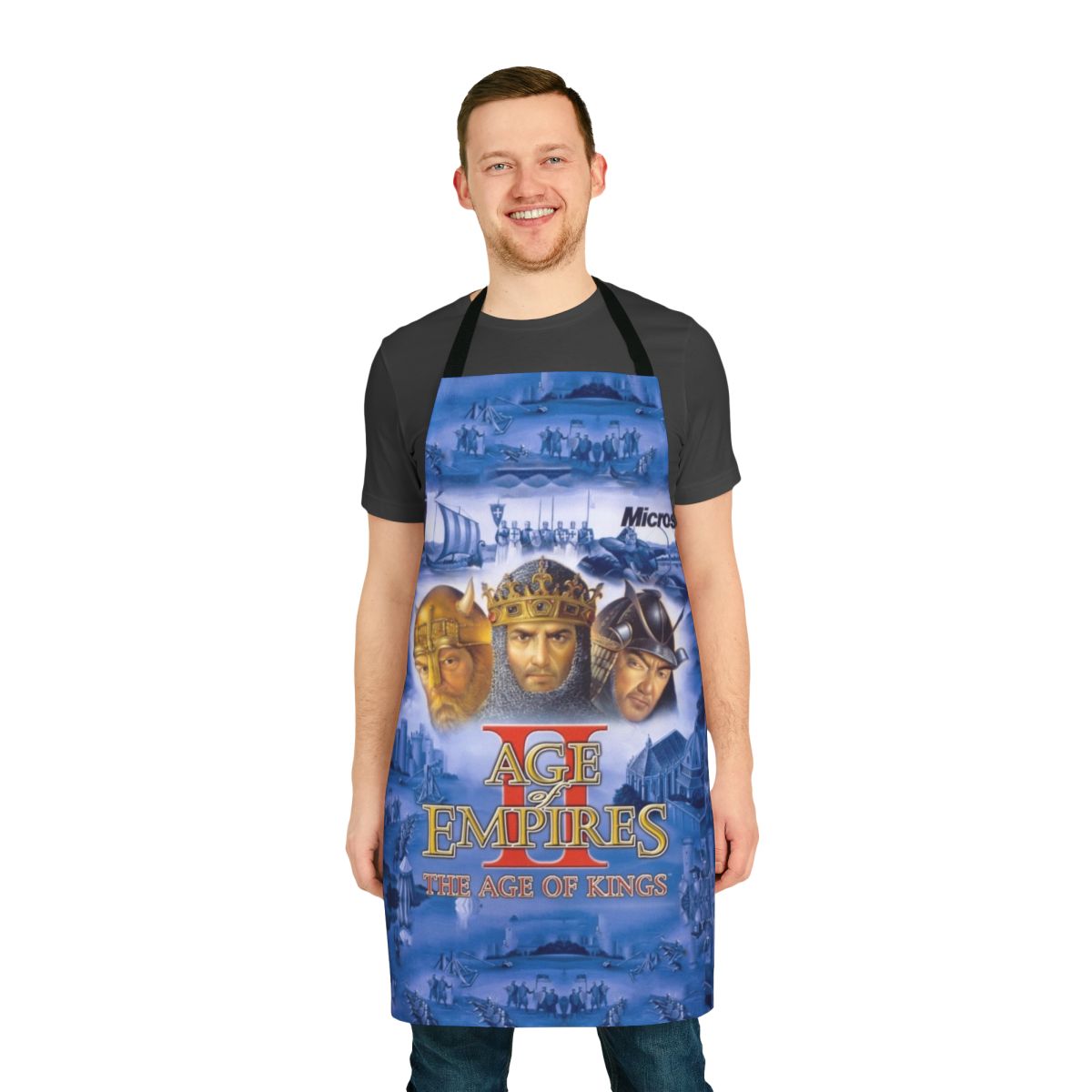 An apron featuring the Age of Empires logo and design, perfect for gamers and fans of real-time strategy games.
