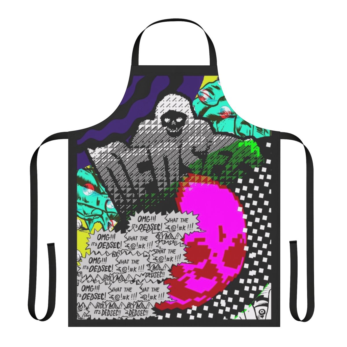 A high-quality apron featuring a cyberpunk-inspired design, perfect for video game fans and home chefs.