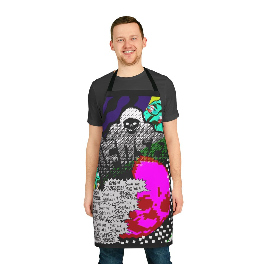 A high-quality apron featuring a cyberpunk-inspired design, perfect for video game fans and home chefs.