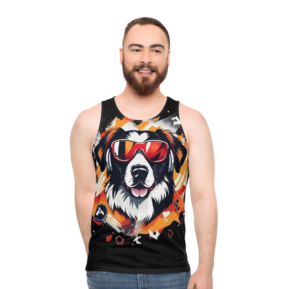 Unisex gaming dog funny animal design tank top