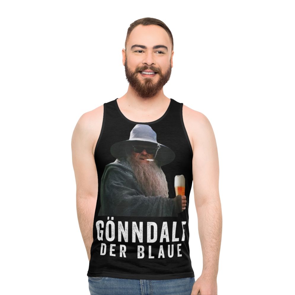 Gandalf the Blue beer drinking unisex tank top