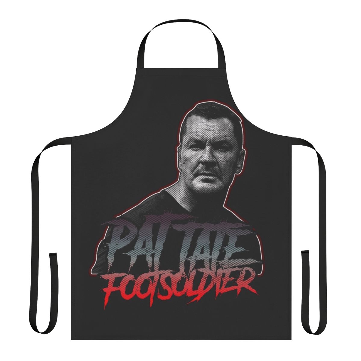 Gangster apron featuring imagery and text related to the Essex Boys criminal organization