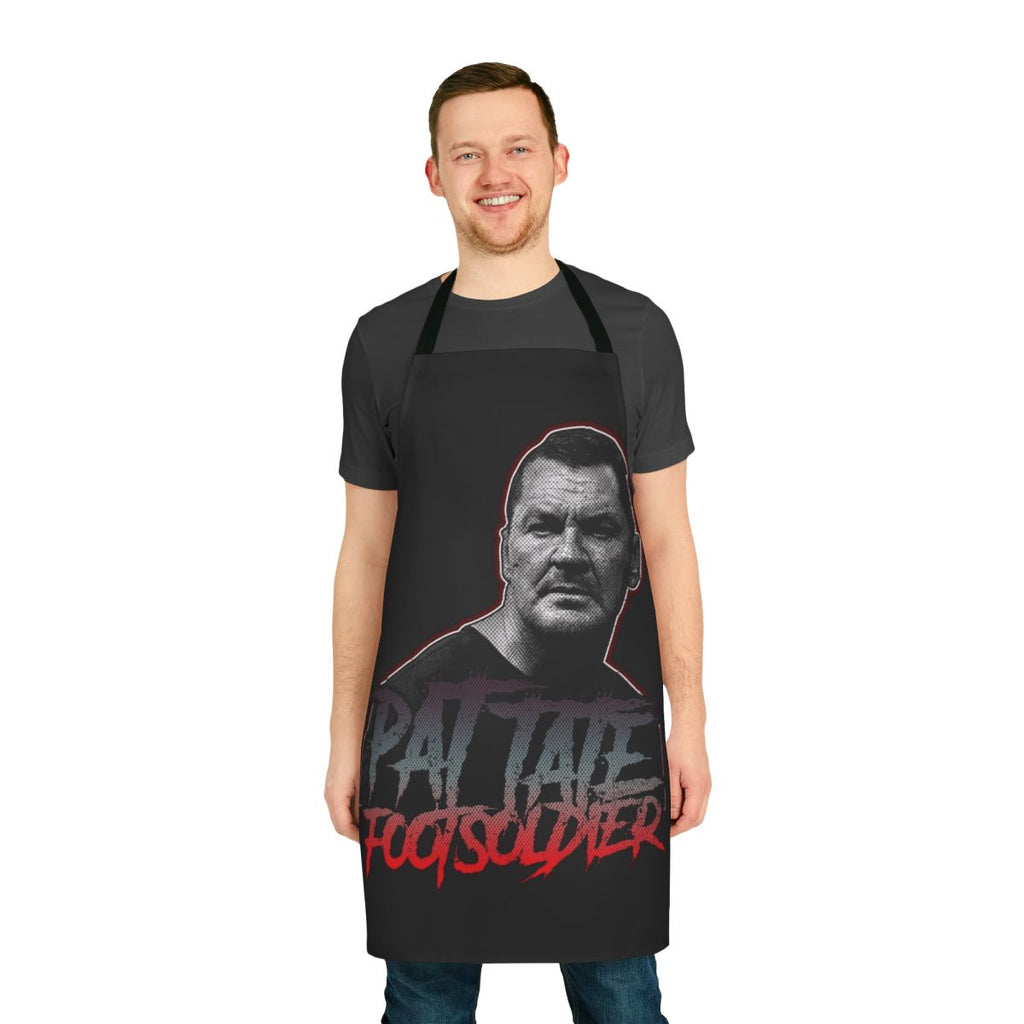 Gangster apron featuring imagery and text related to the Essex Boys criminal organization